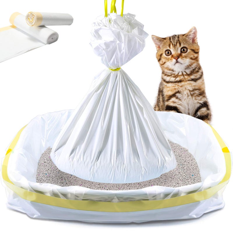 KONE Cat Litter Box Liners, 14 Count Jumbo Extra Durable Large Drawstring Kitty Litter Pan Bags Cat Waste Litter Bags Pet Supplies 36" x 18" - Image 1